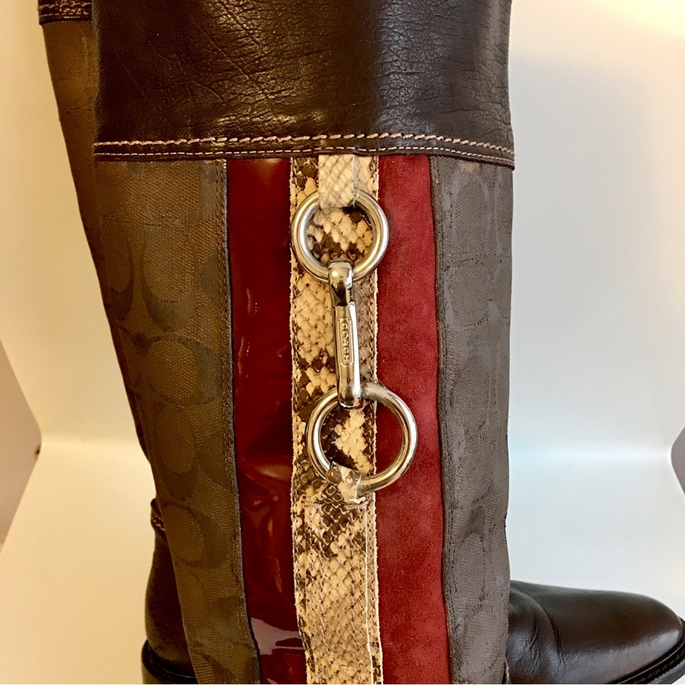 Coach ROCHELLE Pull on Signature Canvas Leather Riding Boots - Picture 9 of 16